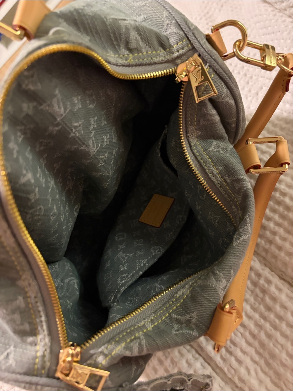 LV Gray Monogram Denim Shoulder Bag slouchy speedy 25. - Picture 3 of 5